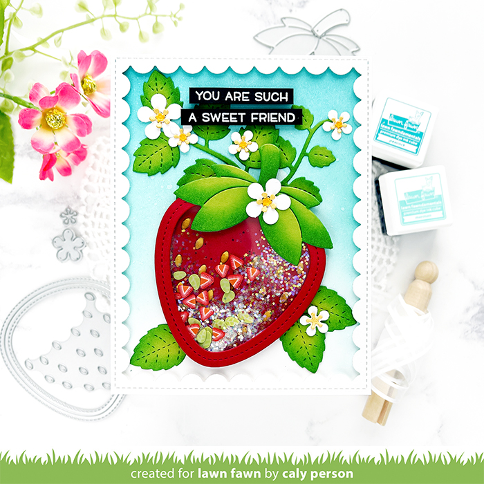 Lawn Fawn – Stitched Strawberry Shaker Card – Caly Person